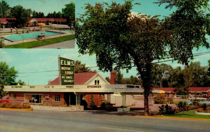 America Inn (Elms Motor Lodge) - Vintage Postcard (newer photo)